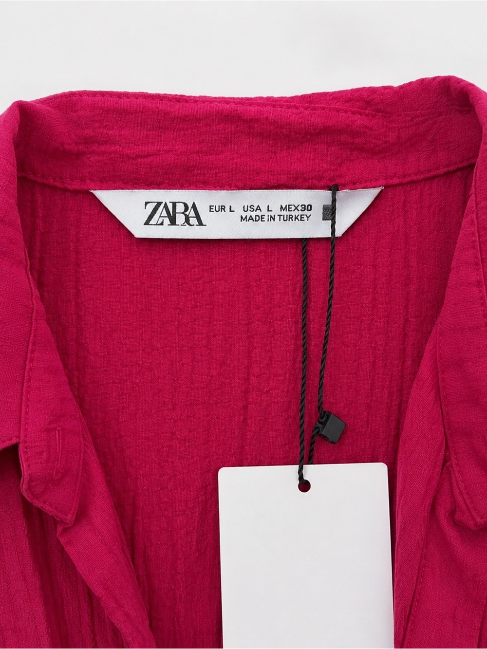 NWT Zara Fuchsia Pink Wrap Mini Dress Long Sleeve Size L - Picture 2 of 6